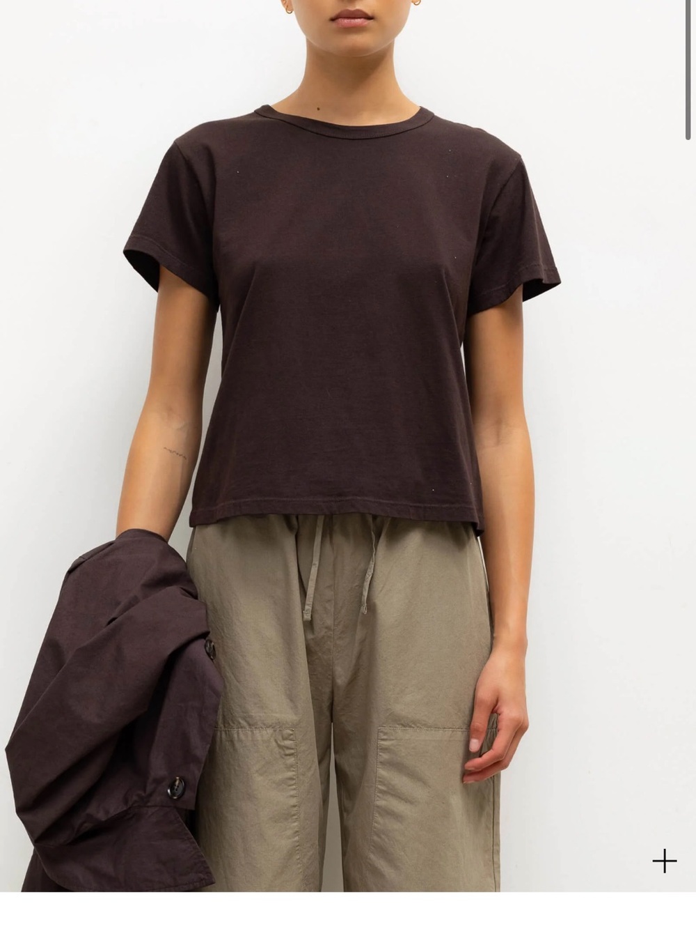 LESET The Margo Tee Heather Short Sleeve Brown